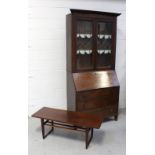 An early 20th century oak bureau bookcase,