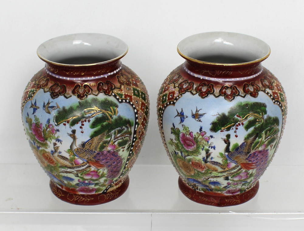 A pair of early to mid 20th century Japanese baluster vases, - Image 2 of 2