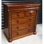 A Victorian mahogany chest of two short over three long drawers, 122 x 120 x 54cm.