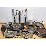 A quantity of plated ware to include trays, candelabrum,