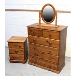 A contemporary pine two-over-four chest of drawers, 96 x 69cm,