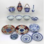 A quantity of blue and white Oriental ceramics,