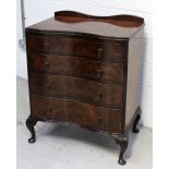 An early 20th century walnut serpentine-front four-drawer chest on cabriole supports, 98 x 76cm.