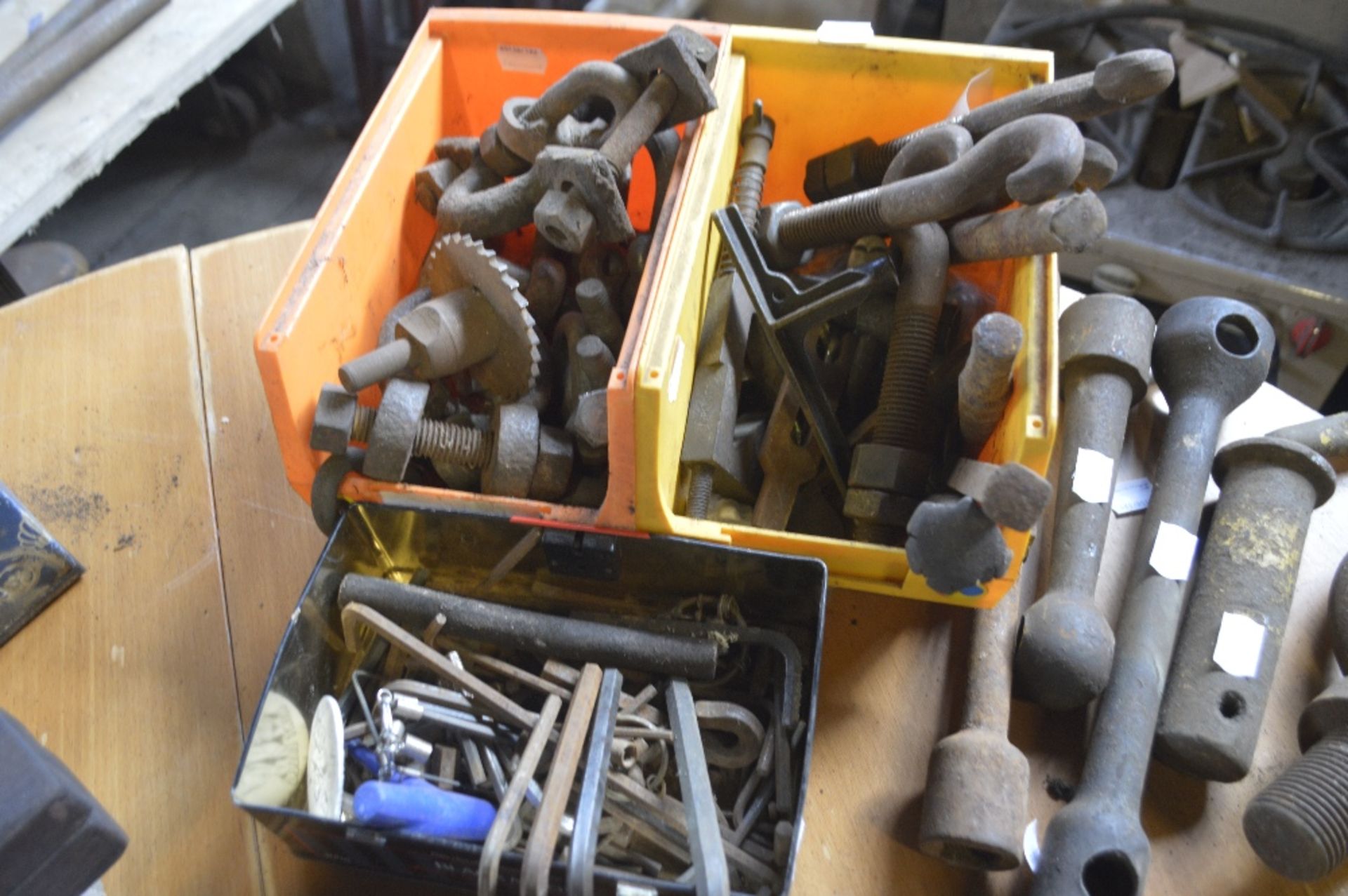 A quantity of various hooks, brackets, Allen keys etc.