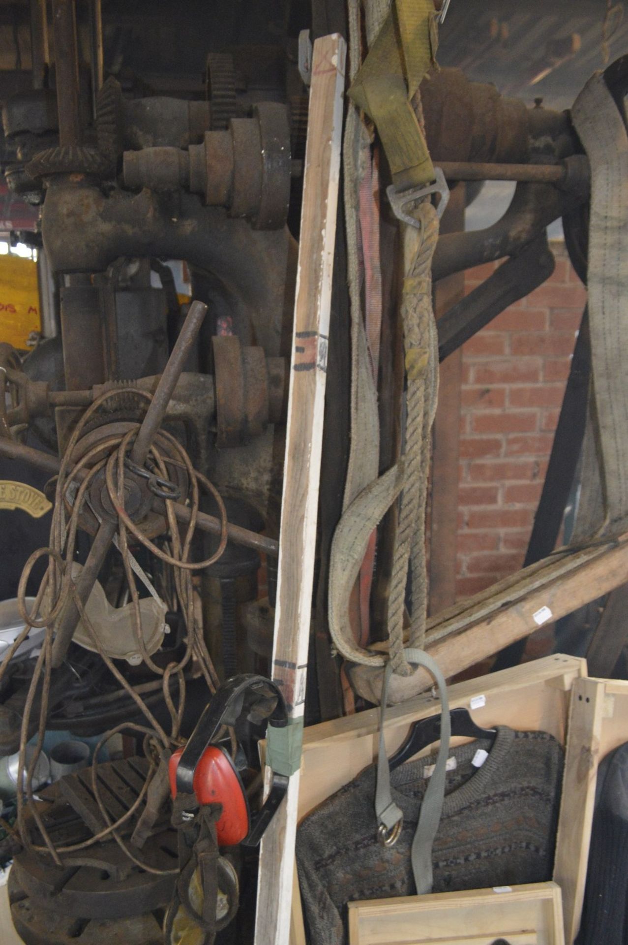 A wooden plank believed to have been used by Dibnah for measuring chimneys, length approx.