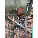 Various iron items for scrap, to include a small gate.