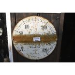 A wall plaque modelled as a pressure gauge, inscribed 'Yates & Thom Ltd.