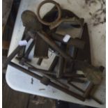 A group of miscellaneous items to include T bars, ring spanner etc.