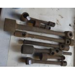 Eight various ring spanners, length of longest approx. 19 1/2" (8).