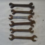 Six BSW - BSF spanners, length of longest approx 11" (5).