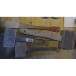 Three wooden mallets and a mallet handle, length of longest approx. 16" (4).