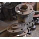 Various miscellaneous items to include a large nut and bolt, length approx. 18", flanges etc.