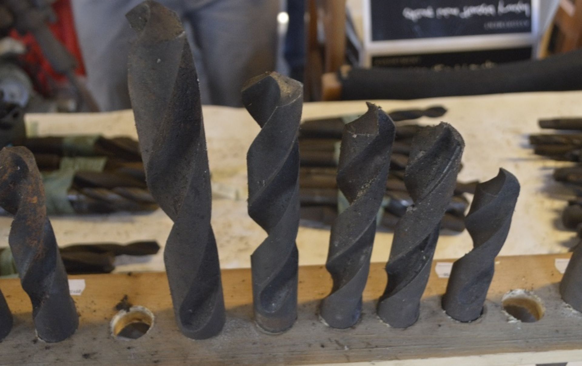 Five taper shank drill bits, length of longest approx. 16" (5).