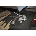 Three spray guns, a quantity of hammer staves and mouldings.