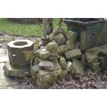 A large quantity of stone to include two part gate posts.