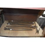 Six pairs of tongs, length of longest approx. 26" (6).