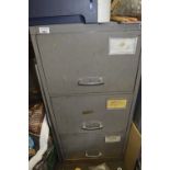 A three drawer filing cabinet and contents, to include sanding equipment.