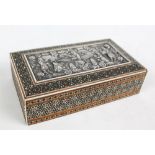 An Anglo-Indian Vizagapatam micromosaic decorated rectangular box with detachable lid set with