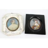 WITHDRAWN Two decorative portrait miniatures depicting society ladies,