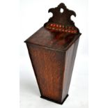 A 19th century oak and mahogany crossbanded candle box, height approx 47cm.