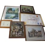 A group of coloured prints to include signed example by E H Sturgeon,