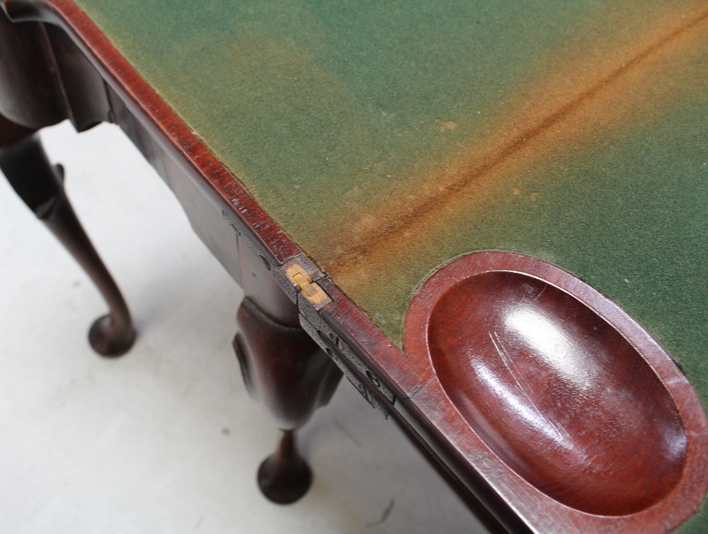 A mid-18th century mahogany two-leaf folding card and tea table with lobed corners, - Image 8 of 9