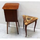 Two sewing tables; one with inlaid foliate scroll decoration to top, height of the taller 73cm (2).