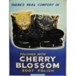 A vintage advertising sign for 'Cherry Blossom Boot Polish', 73.5 x 48cm.