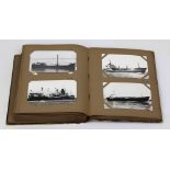 A collection of Merchant Navy photos and postcards presented in an album with a small quantity of