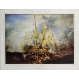 After J M W Turner; a limited edition lithograph, 'The Battle of Trafalgar',