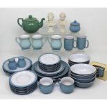 A quantity of Denby blue and white tea and dinnerware,