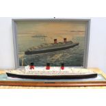 A large model of the Queen Mary, 1936, 132 x 21cm,