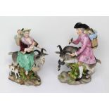 A pair of Vokstedt Rudolstadt porcelain figure groups of the tailor and his wife;