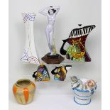 A small group of ceramics to include Art Deco style teapot, cream jug and sugar bowl,