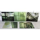 Five modern printed acrylic artworks of industrial scenes produced by 'Composite Imaging Ltd' in