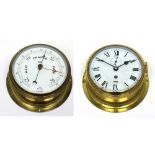 A Sestrel bulkhead barometer and a similar Sestrel single-train bulkhead clock,