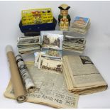 A large collection of mid-20th century postcards including local interest and a quantity of WWII