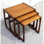 A nest of three G-Plan teak tables, size of largest 48 x 53cm.