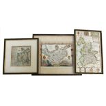A George I hand-coloured map describing the County Palatine of Lancaster by H Moll geographer,