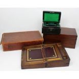 A mahogany-cased writing slope with fitted interior (af),