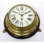 A Sewill of Liverpool brass ship's bulkhead clock,