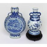 A 19th century Chinese blue and white moon flask vase,