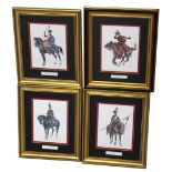 A set of four prints after L & F Funcken depicting European mounted cavelry men,