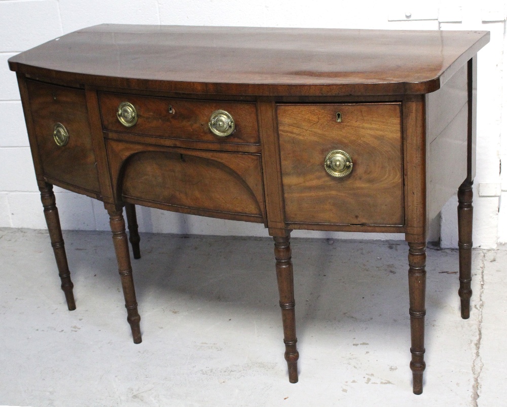 A 19th century mahogany bow-front sideboard,