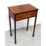 A late 19th century walnut hall table with chevron marquetry top, cross-banded in burr walnut,