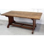 A late 19th/early 20th century Arts and Crafts oak library rectangular reading table,