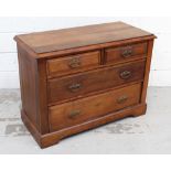 A 19th century two-over-two chest of drawers on shaped plinth support, 102cm.