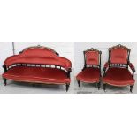 A late Victorian/Edwardian mahogany salon sofa,