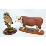 BESWICK; a Connoisseur model 'Polled Hereford Bull' on wooden plinth, length approx 27cm,