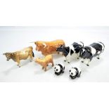 BESWICK; five cows; 1740 'Highland Cow' and 1493A 'Ch.